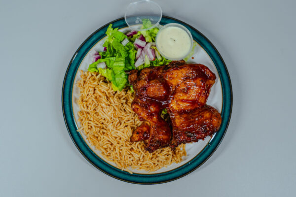 Sticky BBQ chicken and rice